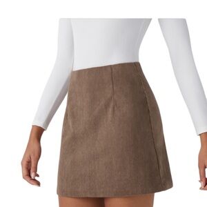 HALARA Cocoa Brown Corduroy Mini Skort